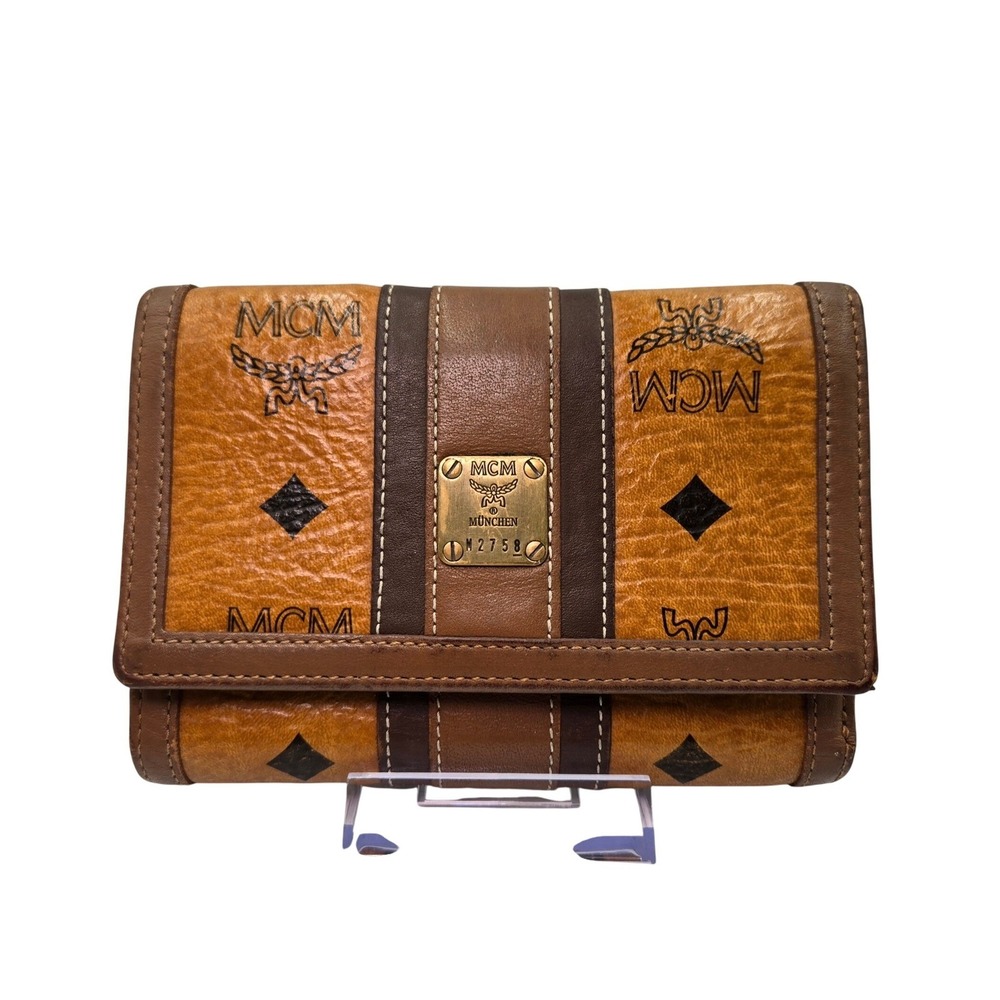 MCM Munich Vintage Cognac Visetos Coated Canvas Trifold Wallet
